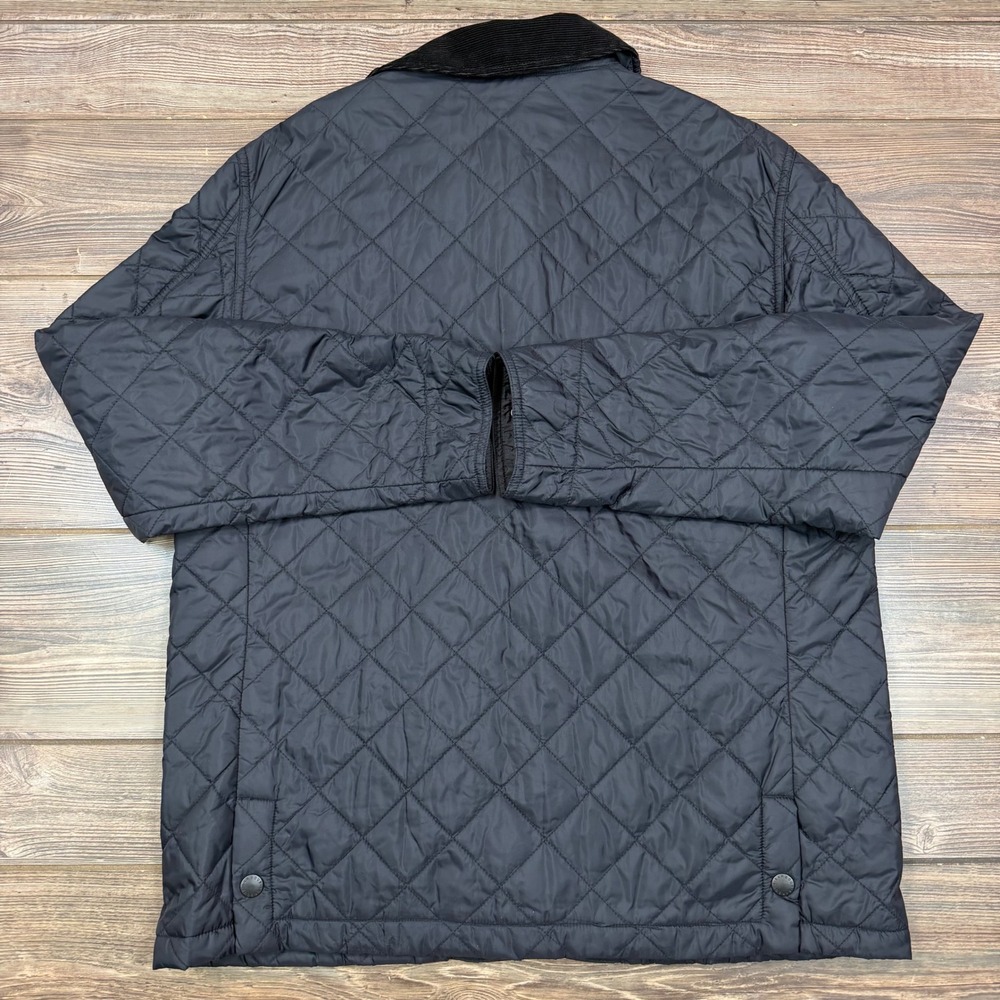 Barbour Mens Size Large Airedale D685 Quilted Jacket Black Corduroy Collar - Picture 11 of 12